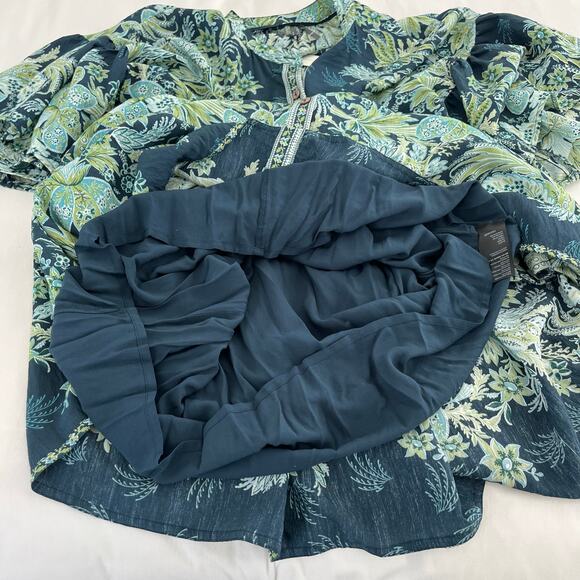 Anthropologie NWT Blue and Green Button Up Janelle Tunic Oversized Dress Small - Picture 13 of 15